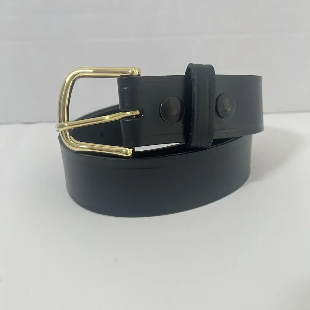 NEW Gould & Goodrich Mens Size 32 Black Leather Belt Brass Buckle USA